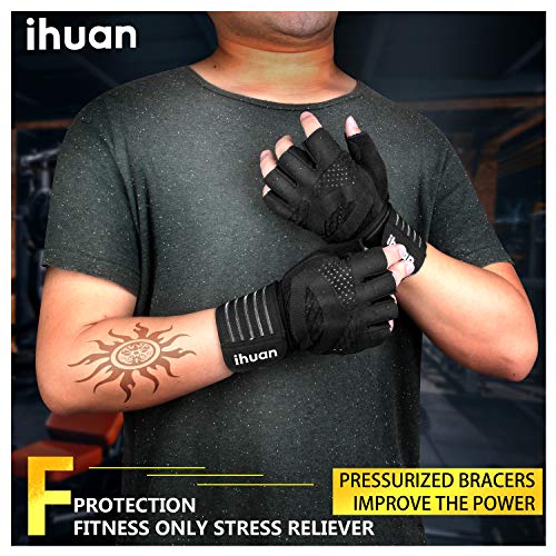 Updated 2021 Ventilated Weight Lifting Gym Workout Gloves Full Finger with Wrist Wrap Support for Men