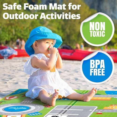 Image of Heavy Duty Double Sided Water Proof Baby Play Mat, Play mats for Kids, Large Size, Baby Carpet, Non-Slip (6 Feet X 4 Feet) (New Standard Green) (BEBY MAT Green)