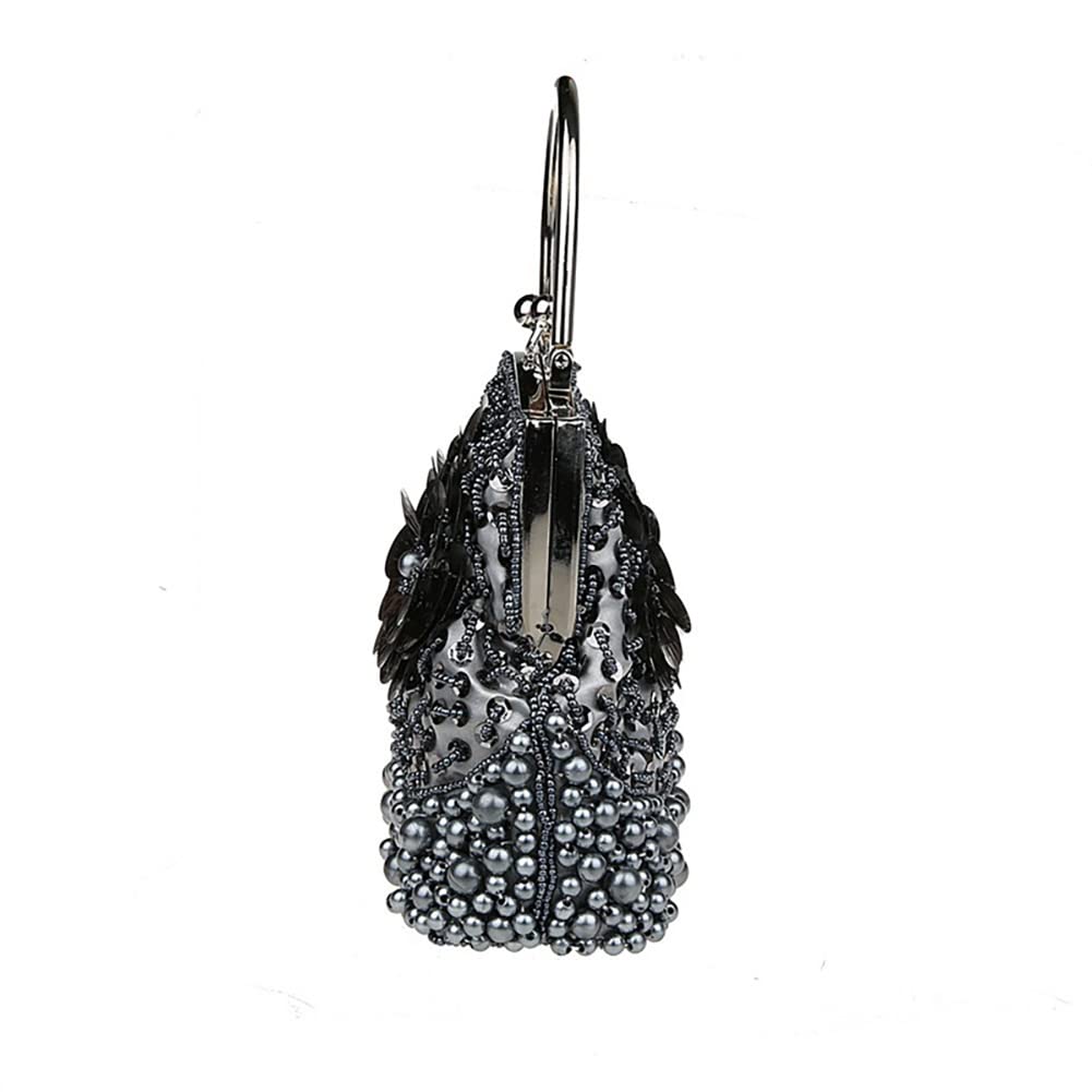 Vintage Floral Perlen Clutch Bag Damen Sparkly Purse Prom Wedding Bag Pearl Abendtasche Brauttasche für Frauen Party Handtasche