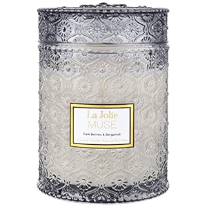 La Jolíe Muse Dunkle Beere & Bergamotte, Natürliche Kerze für zu Hause, 90 Stunden lange Brennzeit, Kerze Geschenk, großer Glasbehälter, 550g