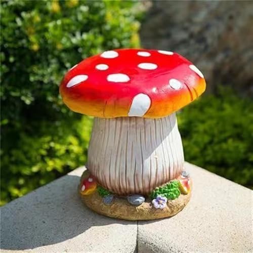 Outdoor Mushroom Stool, Small Mushroom Shape Ottoman, Resin Landscape Sculpture Decoration, Garden Mushroom Stool, Courtyard Decoration All Occasion(Rojo)