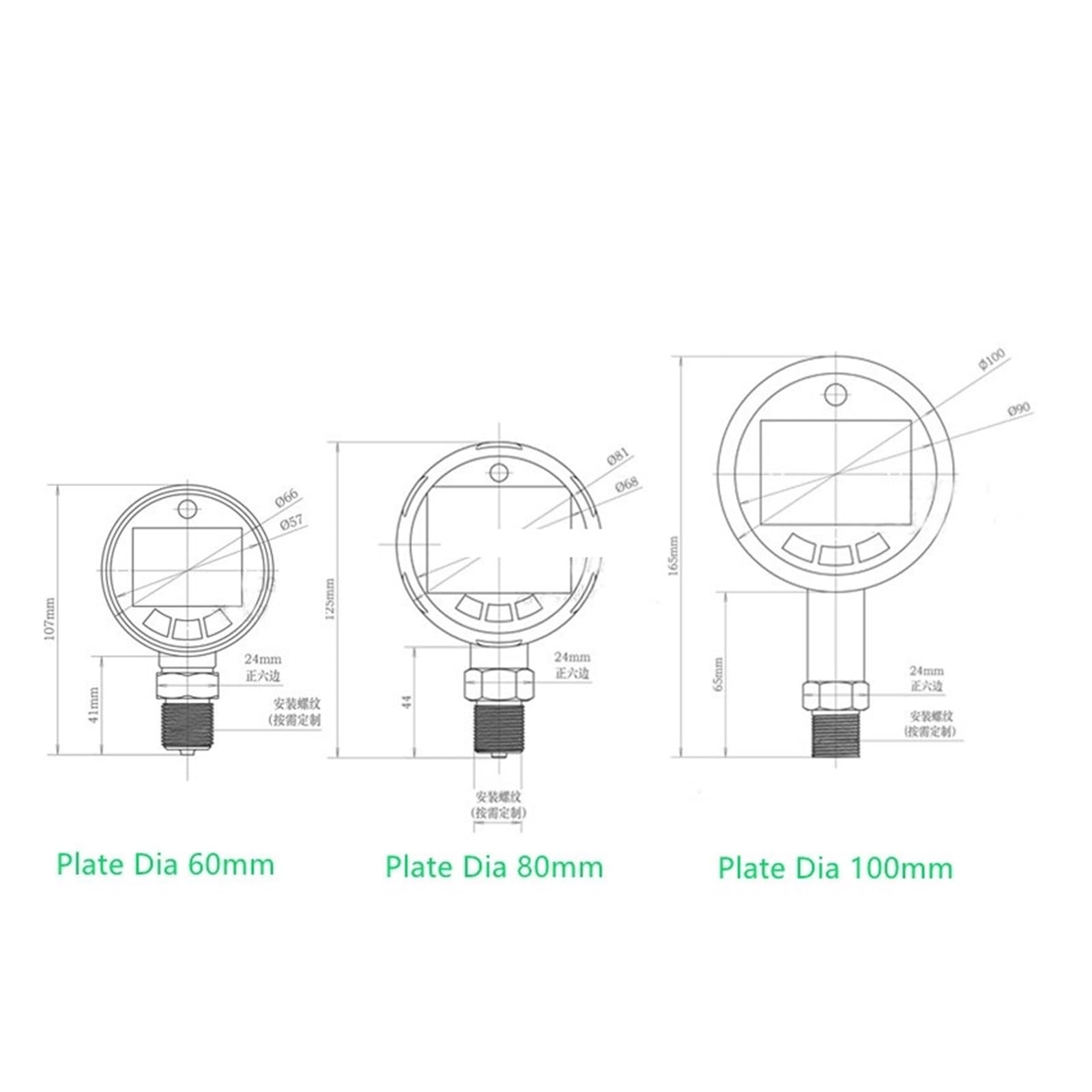 Precisión intelinte de acero inoxidable, manómetro Digital, presión hidráulica agua al vacío, diámetro 60mm, 80mm, 100mm,Alta precisión(Dia 60mm,0-1Mpa 1 precision)