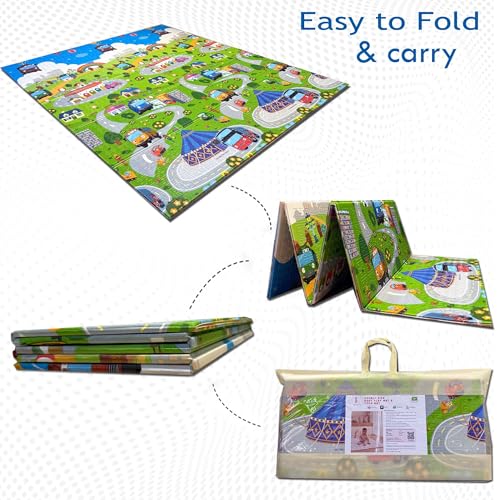 Image of Premium Reversible Baby Play Mat | Extra Large Soft Foam Crawling Mat for Babies & Toddlers | Non-Slip, Waterproof, Easy to Clean | Multicolor Foldable Learning Play Mat for Indoor & Outdoor (6.5 X 5 ft, 0.8 cm Thickness) Teddy-Village