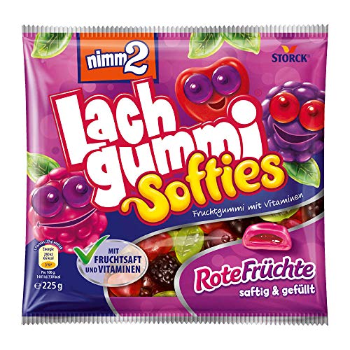 nimm2 Lachgummi Softies Rote Früchte (18 x 225g) / Fruchtgummi mit Fruchtsaft und Vitaminen