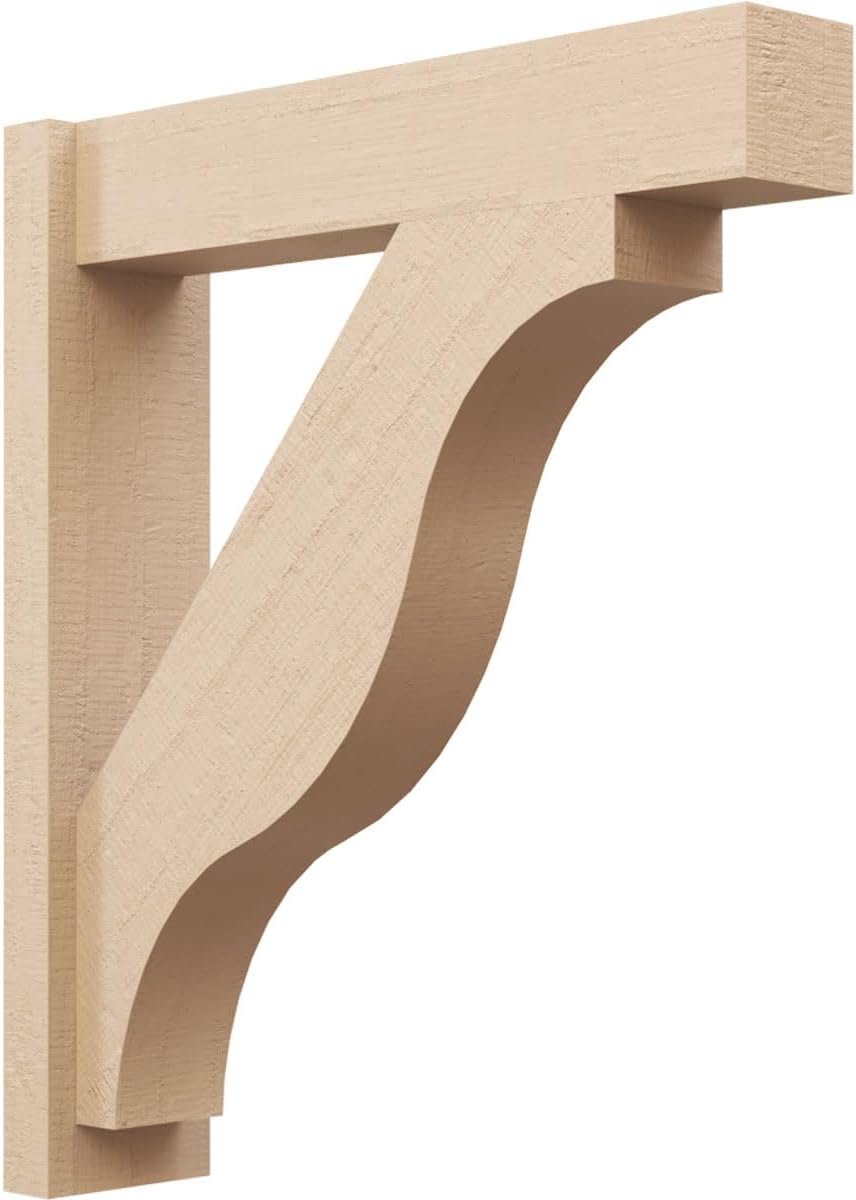 Ekena Millwork 6"W x 26"D x 30"H Funston Block Rough Cedar Woodgrain TimberThane Outlooker, Primed Tan