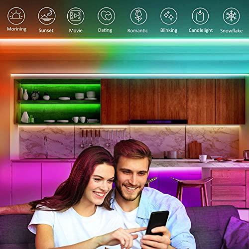 Nexillumi 132Ft Led Lights For Bedroom Music Sync Color Changing Rope Strip Lights 44-Key Remote, 5050 Rgb Light Strips(App+Remote+Mic) #TOP1