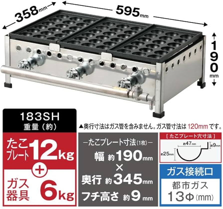 Amazon | IKK たこ焼 18穴×3連 鉄鋳物 183SH 都市ガス | IKK伊東金属