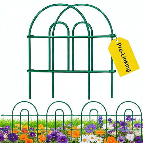 Amagabeli Decorative Garden Fence 18 in x 50 ft Rustproof Green Iron Landscape Wire Folding Fencing Ornamental Panel Border Edge Section Edging Patio Flower Bed Animal Barrier for Dog Outdoor Fences