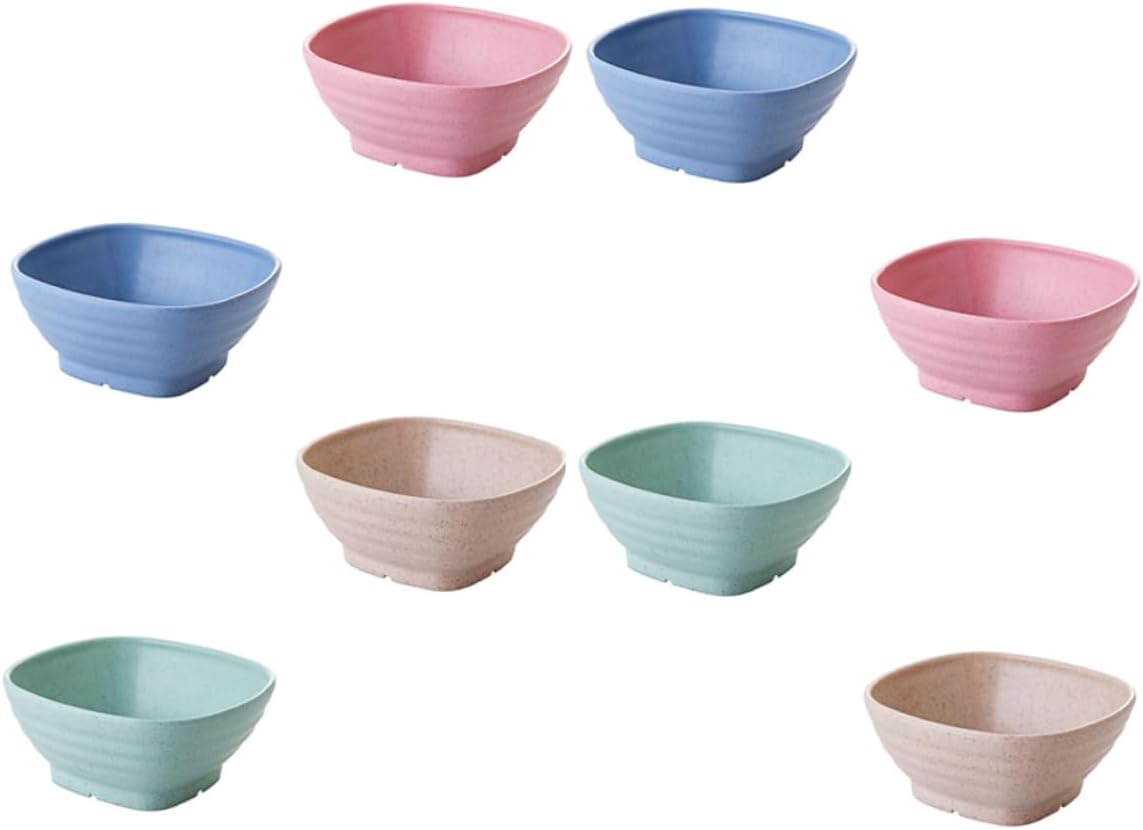 MAGICLULU 8pcs Wheat Straw Bowl Set Xmas with Non-slip Bottom