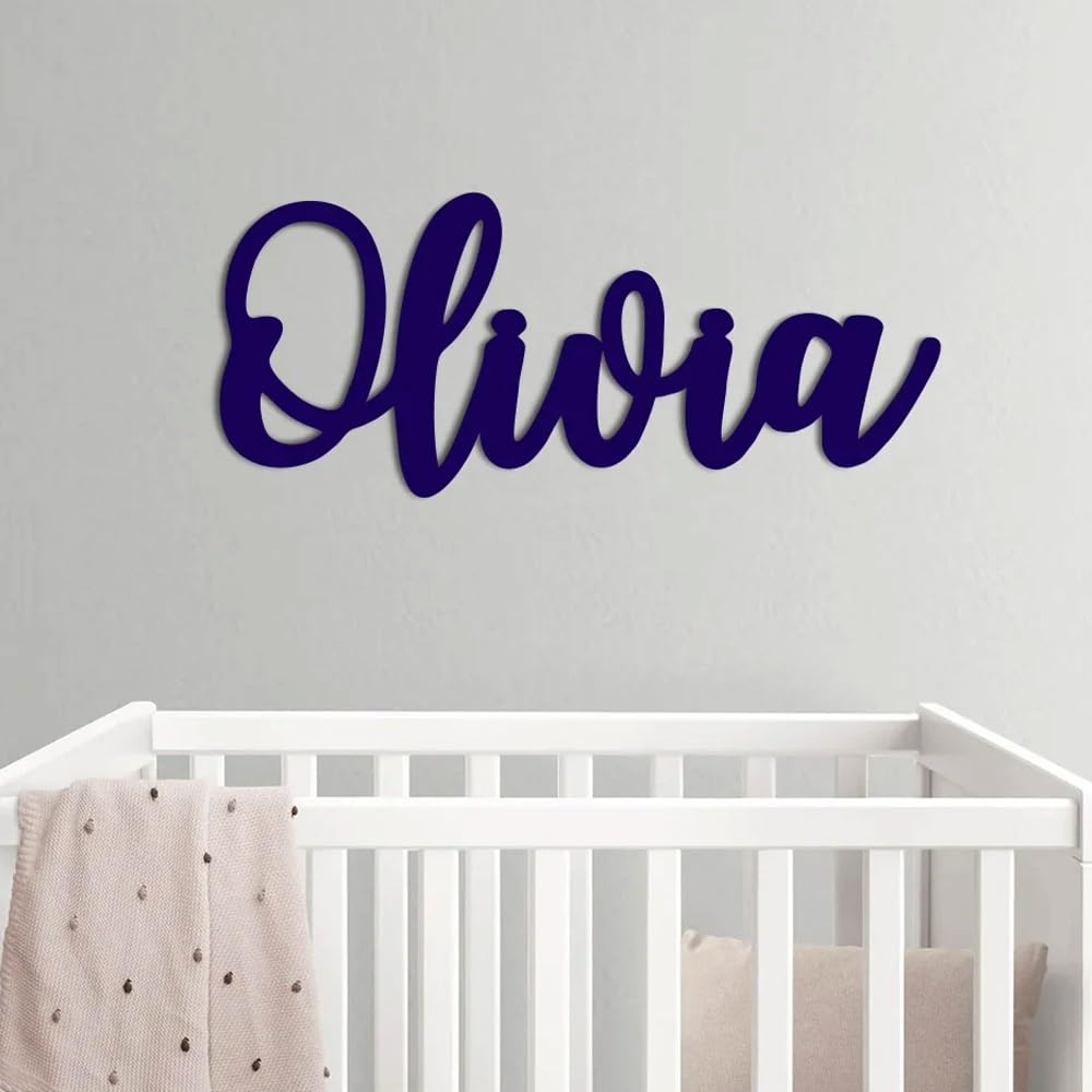 Personalized Name Wooden Sign, Custom Letters Nursery Wall Decor, Baby Shower Decoration, Girl and Boy Bedroom Wood Letters for Birthday Party Gifts(Purple)