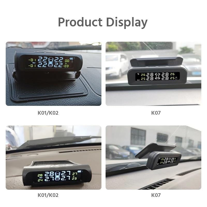 Tpms Sistema di monitoraggio della pressione degli pneumatici for auto a energia solare Sistemi di allarme di sicurezza for auto Avviso di temperatura della pressione degli pneumatici Pressione Pneuma