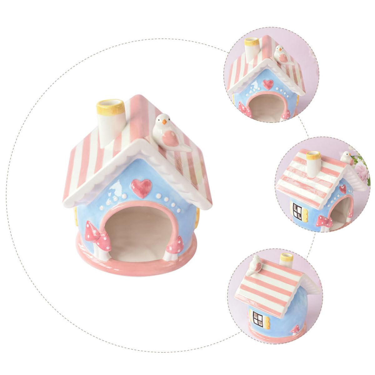 jojofuny Keramik Hamsterbett als Sicheres Haustier Ruhenest mit Rosa Farbe Kleines Versteckhaus für Kleine Haustiere und Winzige Mäuse im Käfig