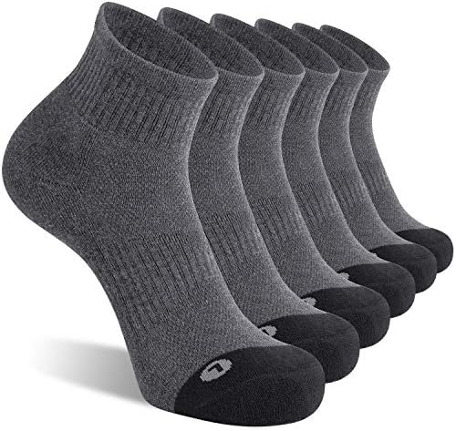 FITRELL 6 Pack Men's Athletic Ankle Socks Cushioned Sports Running Socks, Shoe Size 9-12, Dark Grey