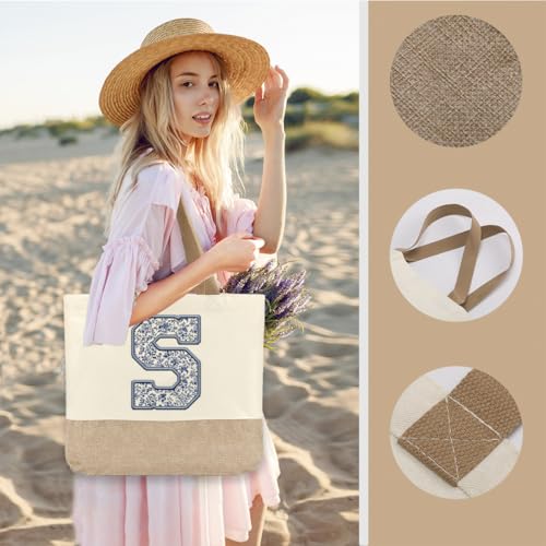 Bolsa Tote de Lona Inicial, Personalizable para Mujer miniatura 4