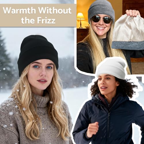 Image of Winter Beanie Acrylic Knit Cuffed Plain Hats Skull Cap Warm Beanies for Men Women
