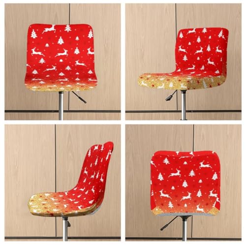 Image of Christmas Reindeer Bar Stool Chair Cover with Back Stretch Swivel Barstool Slipcovers with 4 pcs Seat Couch Cover Waterproof Anti-Scratches Spills Chair Covers