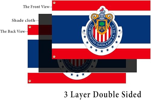 Miniatura 3 de YukaBa Bandera de bandera Chivas Guadalajara Bandera de 3 x 5 pies México Futbol Fútbol