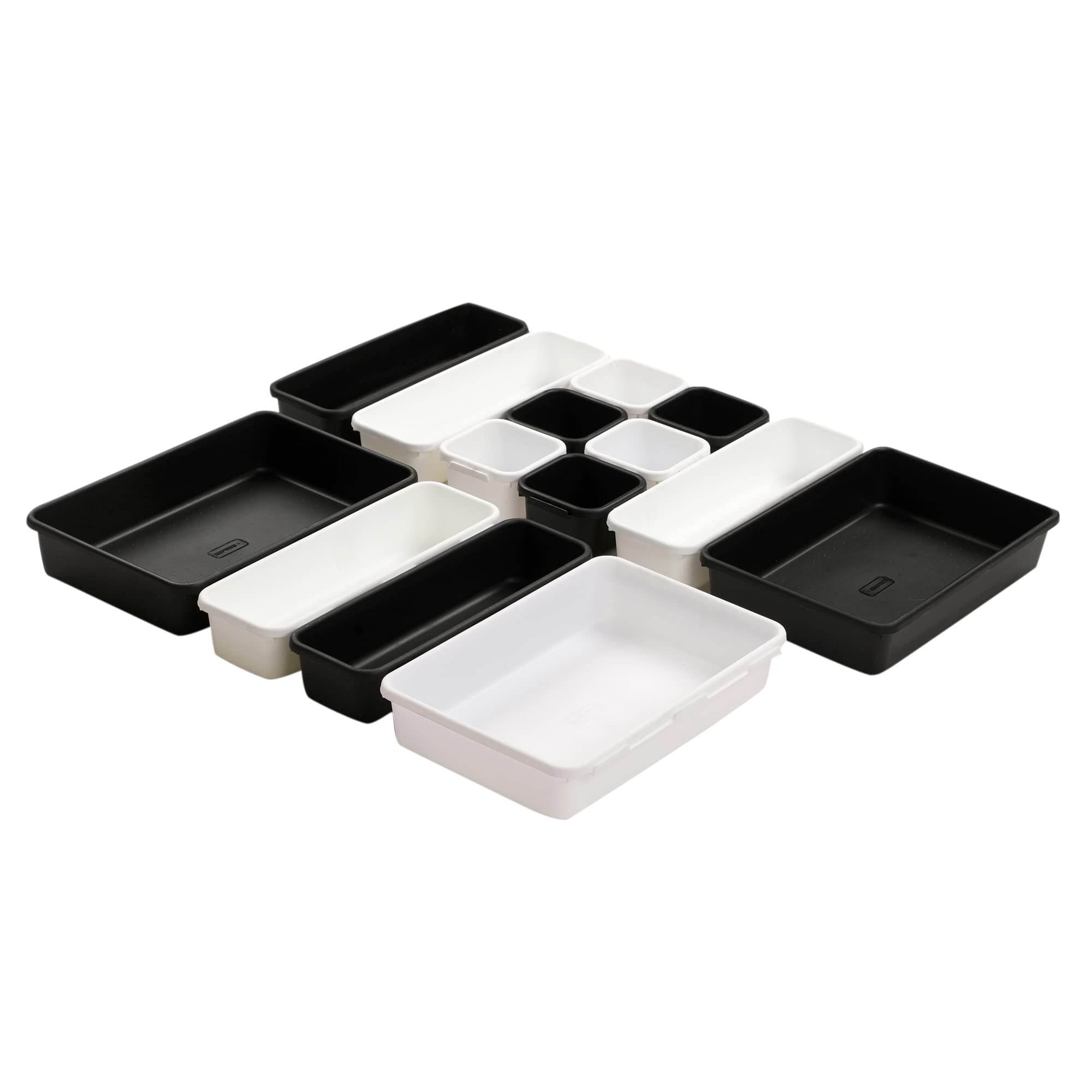 Cutting EDGE Interlocking Drawer Organizer Set of 14, Divider/Separator Black & White Plastic Trays for Flatware, Cutlery & Desk Storage for Household, Kitchen & Office (B09T9TPYHX) Amazon Price History, Amazon Price Tracker
