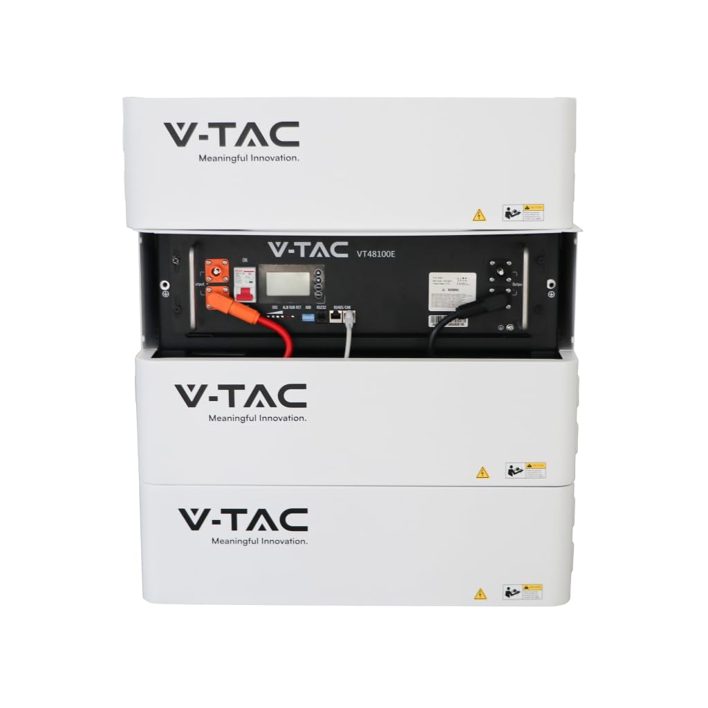 Kit Batteria di Accumulo LiFePO4 BMS Integrato per Inverter Fotovoltaici CEI 0-21 con Modulo Armadio Rack e Copertura 5.12kWh 51.2V 100Ah