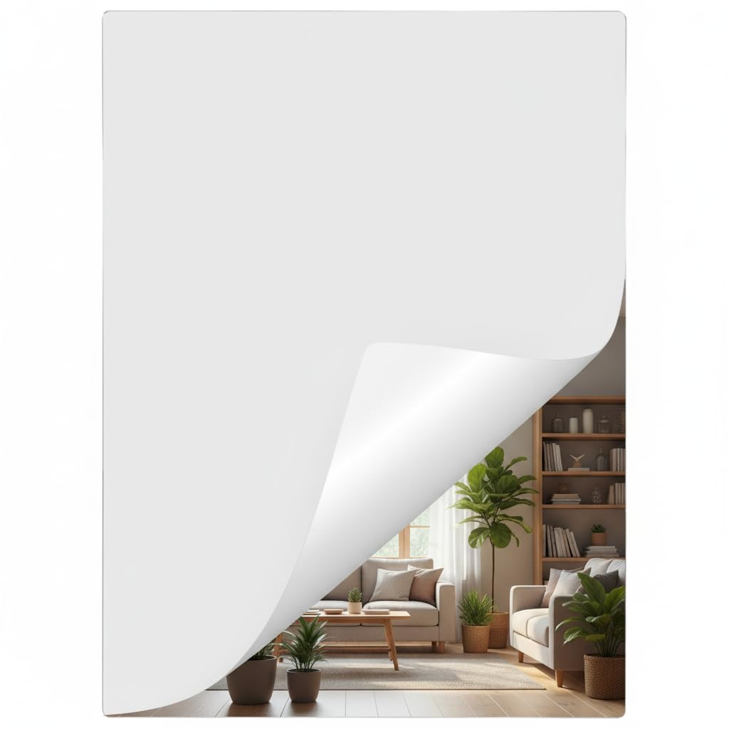 16x12 Self-Adhesive Acrylic Mirror Sheet Plastic Mirror Sheets Wall Stickers for Wall - Frameless Mounted for Bathroom Bedroom
