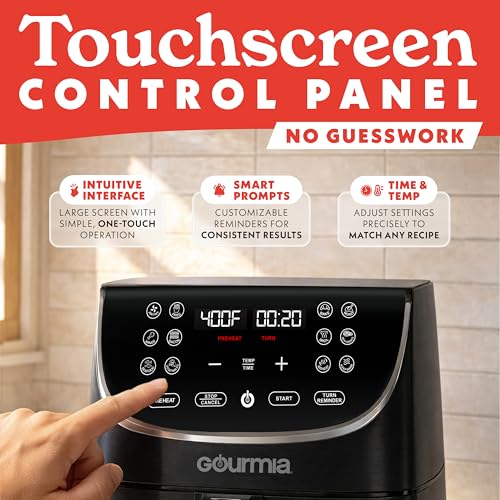 Gourmia Air Fryer - 7 Qt Large Capacity with LED Display, 12 One-Touch Presets, FryForce 360° Technology, Nonstick Dishwasher-Safe Basket & Crisper Tray, Black - Image 4