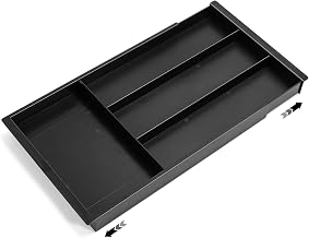Kunoli Cutlery Organiser, Expandable Cutlery Tray (Black) | Adjustable Kitchen Drawer Organiser for Fork, Spoon, Knife Storage Organisation Small