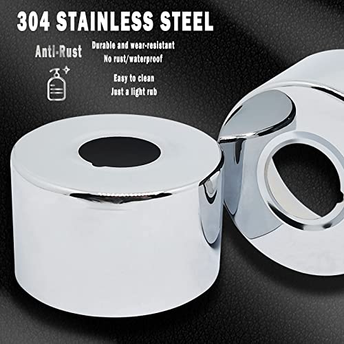 40 mm hohe Edelstahl-Rundhobel-Wasserhahn-Abdeckung, Wasserhahn-Winkeladapter, Rosettenflanschplatte, Rohrabdeckung, geeignet für 1,9 cm (3/4 Zoll) Rohre (2 Stück)