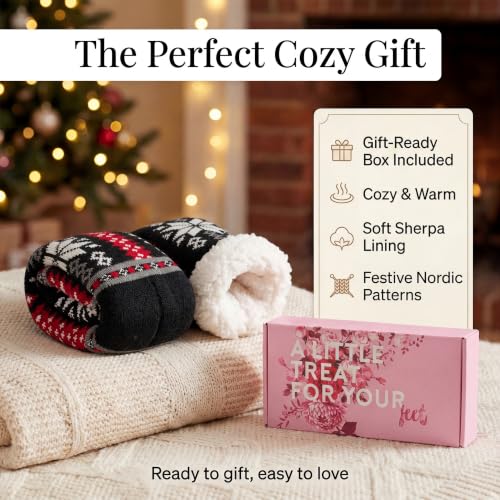 Image of The Metluks Women's Fuzzy Slipper Socks with Non-slip Grippers, Sherpa Lined Warm Cozy Gift Socks