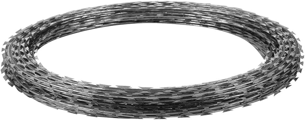 Alambre de púas, Malla de alambre con bordes cuchillas doble espiral, construcción acero galvanizado(30m)