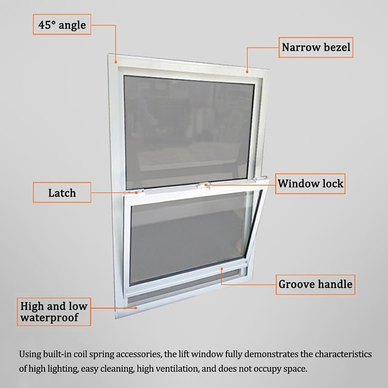 Open Louver Shutters, Cathedral Top Mullion Mobile Window, Sliding Sealing Lower Slope Sash Screen for Kitchen Bathroom Cafes(31.5x43.3IN)