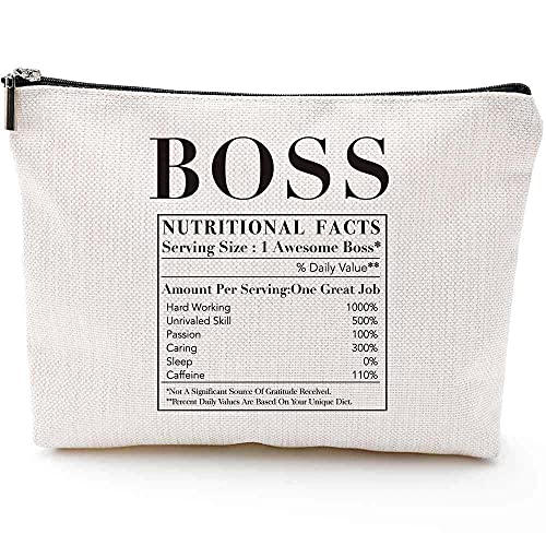 Boss Gifts,Boss Nutritional Facts Funny Snack Bag,Makeup Bag,Storage Bag,Inspirational And Motivational (Makeup Bag-Boss Nutritional Facts)