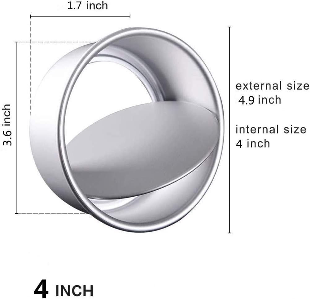 KENIY 2 Pack 4-Inch Non-Stick Deep Aluminum Round Cake Pan with Removable Bottom for Wedding/Birthday/Christmas Cake Baking Round Cake Tin Set including Loose Base (4 inch) - Image 3