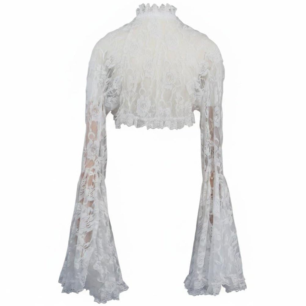 Tops cortos góticos de encaje transparente y diseño punk medieval