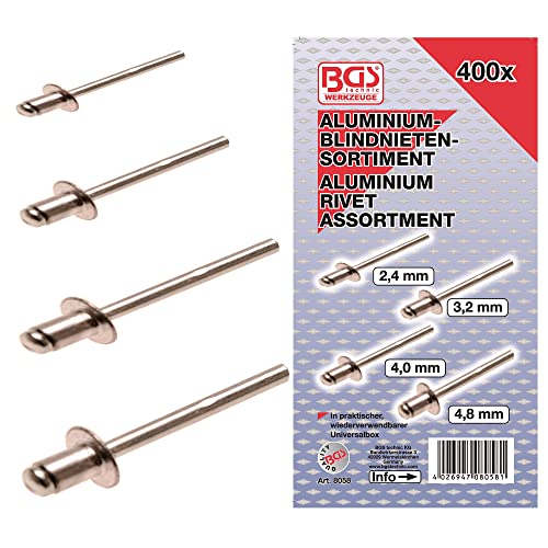 BGS 8058 | Blind Rivets Assortment | Aluminium | Ø 2.4 - 4.8 mm | 400 pcs.