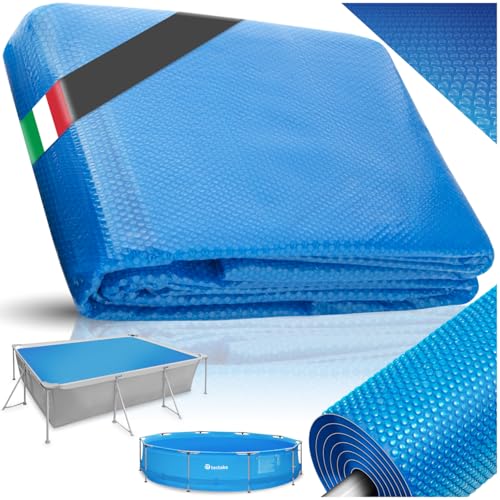 tectake® Pellicola Piscina, Copripiscina Solare Rettangolare, da Ritagliare, Protegge, Riscalda, Riscaldamento Ecologico, Sicurezza, Pulizia, Adattabile a Piscine Esterne, Maneggevole - Blu, 1,6x2,6m