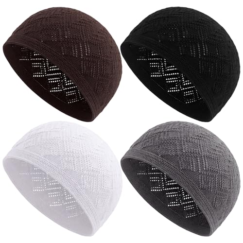 Image of Boyiee Kufi Hat for Men Muslim Knit Kufi Cap Crochet Beanie Skull Beanie African Hat for Men Women