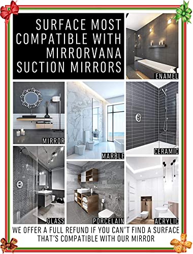 Mirrorvana Flexible Fogless Shower Mirror For Bathroom Shaving With Height Adjustable Gooseneck Extension, 360° Swivel And Upgraded Suction Cup - Shatterproof 6.3" X 6.3" Surface #TOP6