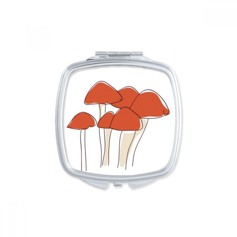 Miroir carré maquillage compact et portable avec motif champignon frais