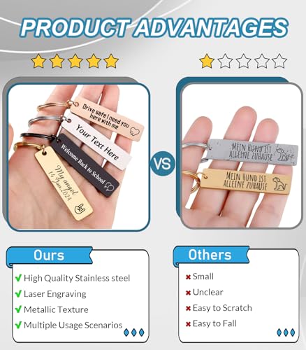 Customized Double-sided Keychain Stainless Steel Personalized Engraved Text Name Keychain Gifts for Men and Women - Image 4