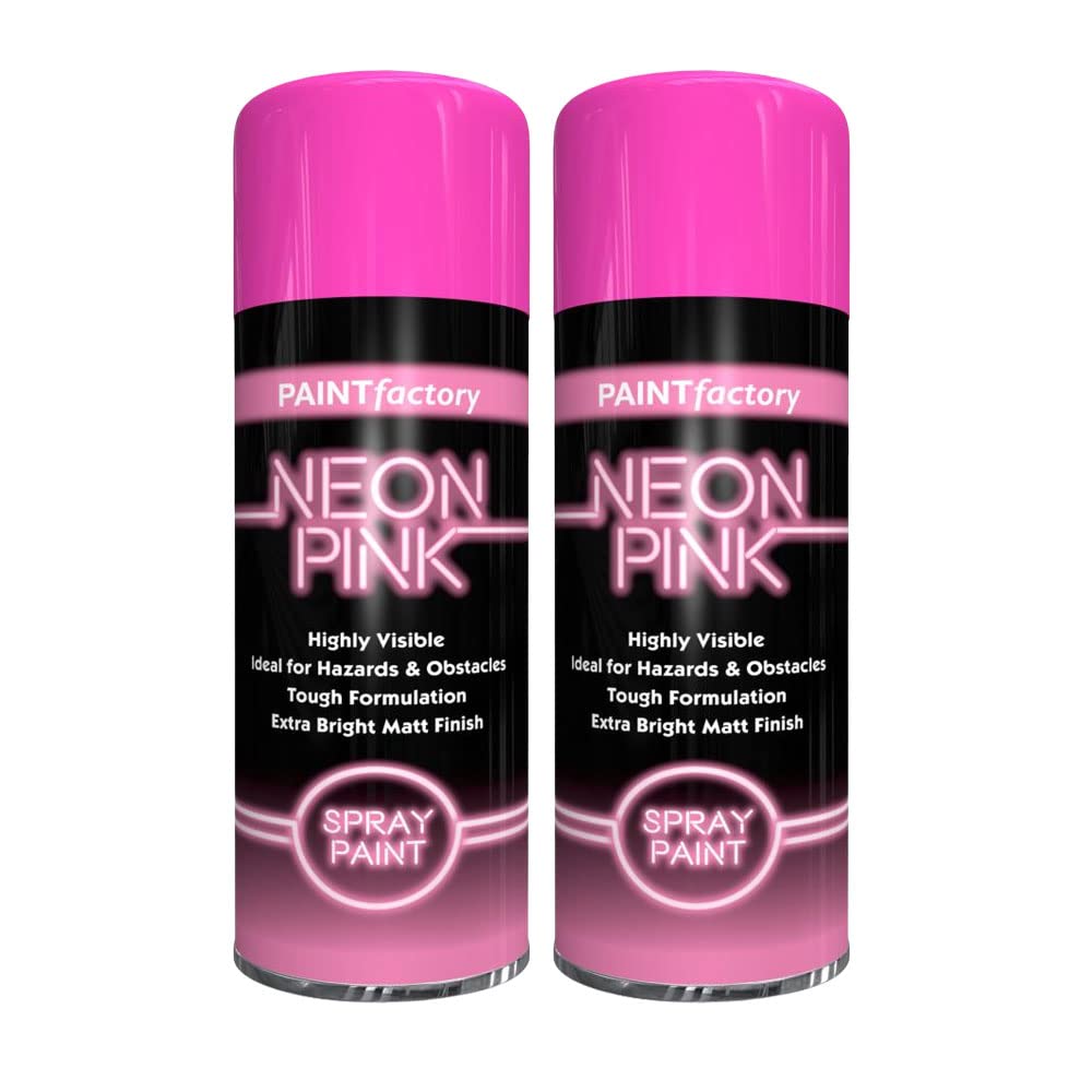 Classic Signature - 2 x Pink Neon Spray Paint 400ml Fluorescent Bright Aerosol Extra Bright Graffiti (Banksey) Paint Assorted Colour