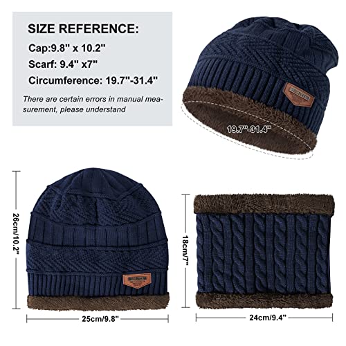 Image of Loritta Winter Hats for Men, 3 PCS Fleece Beanie Scarf Gloves Set
