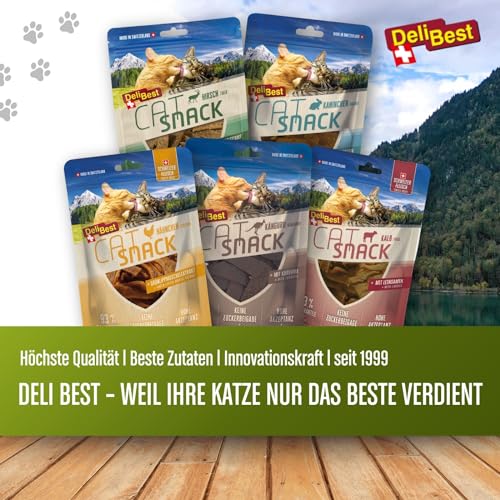 DeliBest Cat Snack aus Kaninchen mit Weissdorn/Katzen Leckerlies getreidefrei/Katzen Snack ünterstützt Herz-Kreislauf-Funktionen, fettarm und proteinreiches Fleisch / 45g