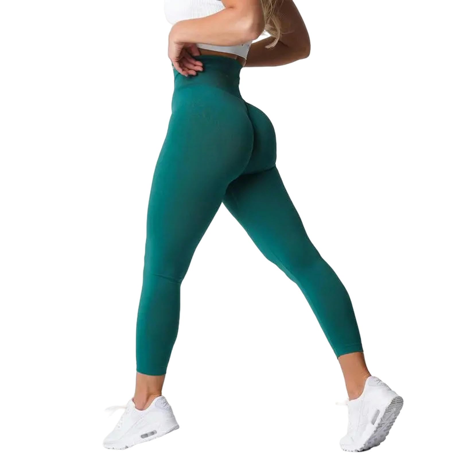 Legginsy dla kobiet UK fitness sportowe legginsy damskie bezszwowe siłownia bieganie joga odzież sportowa spodnie push up z wysokim stanem - zielone -m