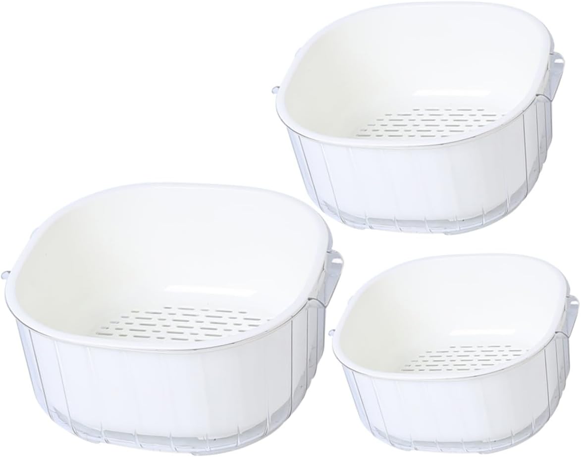 3Pcs Vegetable Washing Basket with Handles Portable Kitchen Strainers for Fruit and Vegetable Drainage Storage Bins for Indoor and Outdoor Use