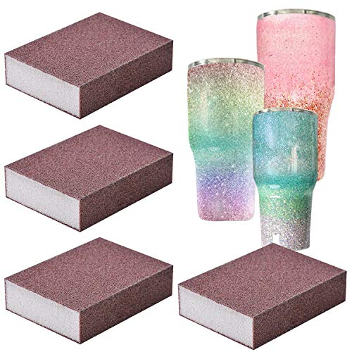 Yaromo Sanding Sponge for Epoxy Glitter Tumblers, 4 Pack Epoxy Grinding Blocks Apply
