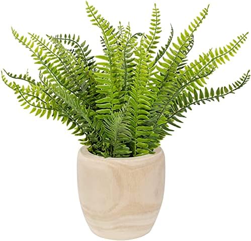 BLVVCOM Large Artificial Ferns Plants-Fake Boston Ferns Plants Decor, Artificial Faux Greenery in Wood Pots for Home Decor 15''