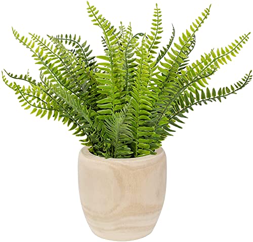Blvvcom Large Artificial Ferns Plants-Fake Boston Ferns Plants Decor, Artificial Faux Greenery In Wood Pots For Home Decor 15'' #TOP3