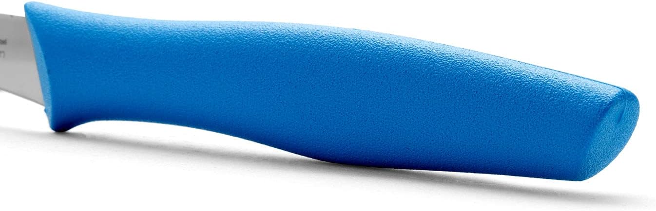Arcos Bird's Beak Paring Knife 2 Inch Stainless Steel. Professional Kitchen Knife for Cut, Peel and Clean Food. Ergonomic Polypropylene Blue Handle. Series Nova