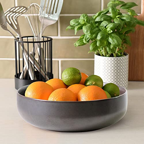 Olly & Rose Oxford Large Ceramic Fruit & Salad Bowl - 26cm Decorative Serving Bowl - Black Stoneware - Extra Large for Pasta - Image 3