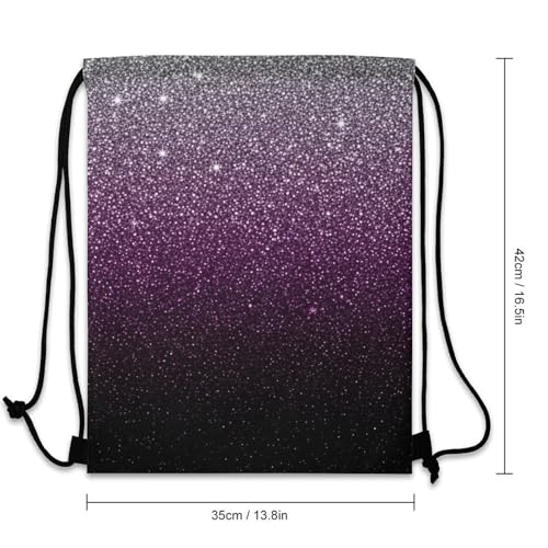 Image of Beam Bag Large Capacity Drawstring Backpack for Volleyball Baseball Sports Workout Gear Travel Men Women, Beautiful Dark Purple Grey Sparkling Glitter Sparkles Pattern Bags